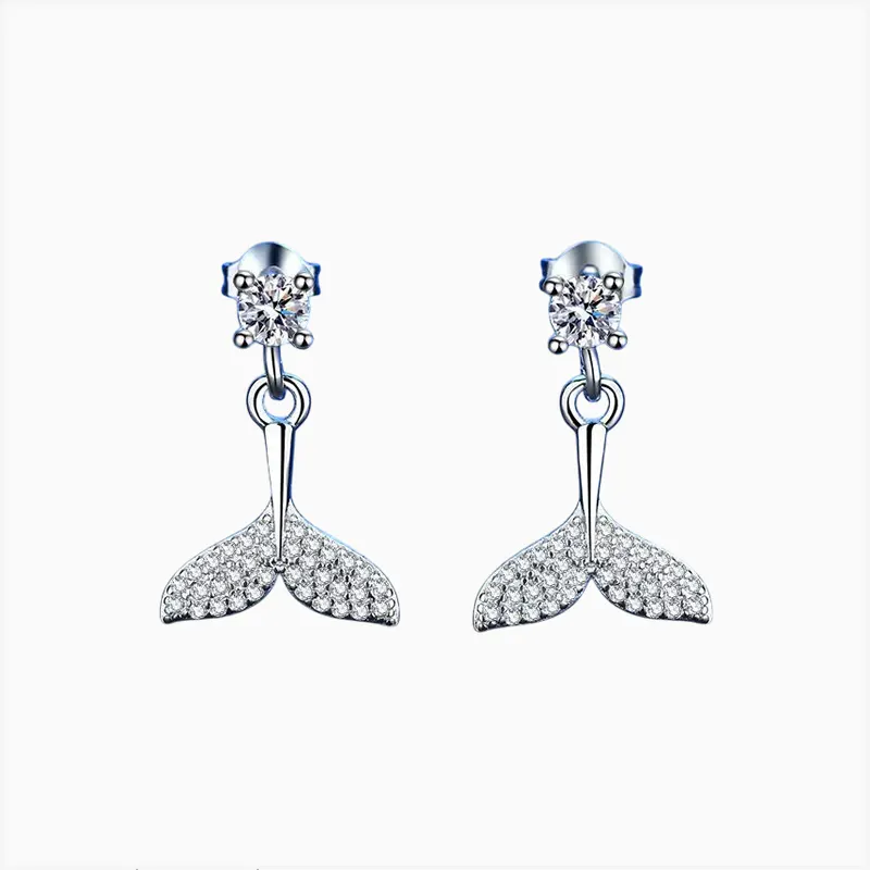 Aretes Broquel De Plata Cola De Sirena