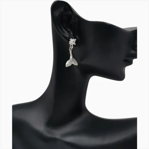 Aretes Broquel De Plata Cola De Sirena