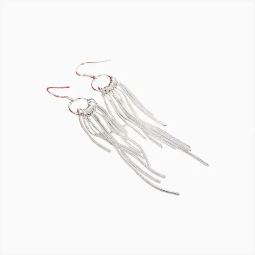 Aretes Largos De Plata Colgantes Plateados