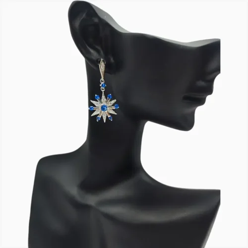 Aretes Broquel De Plata Estrella De Nieve