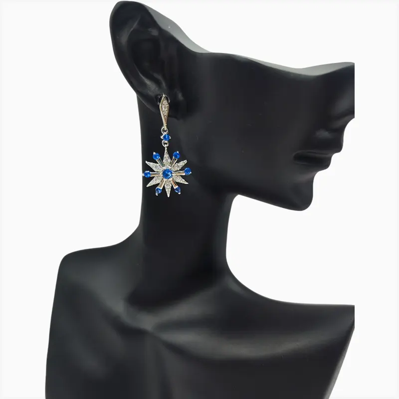 Aretes Broquel De Plata Estrella De Nieve