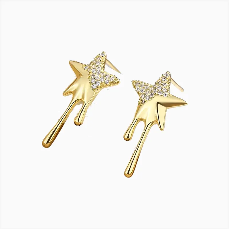 Aretes Broquel De Plata Estrella Derretida