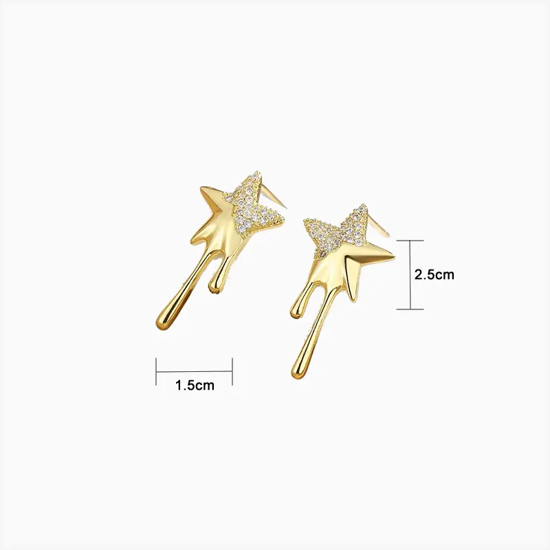 Aretes Broquel De Plata Estrella Derretida