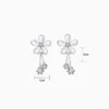 Aretes Broquel De Plata Flor Blanca