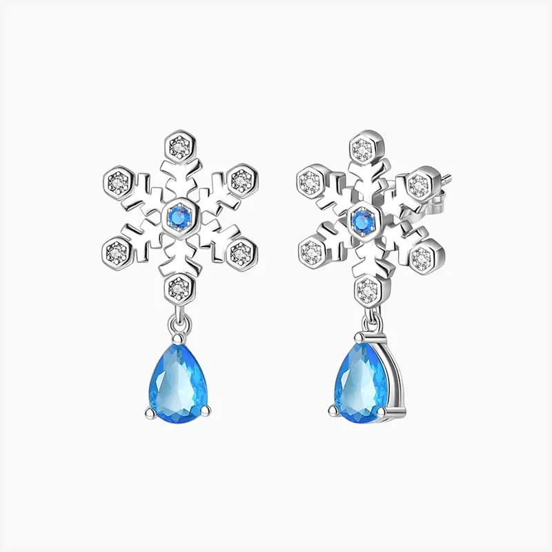 Aretes Broquel De Plata Gota De Nieve