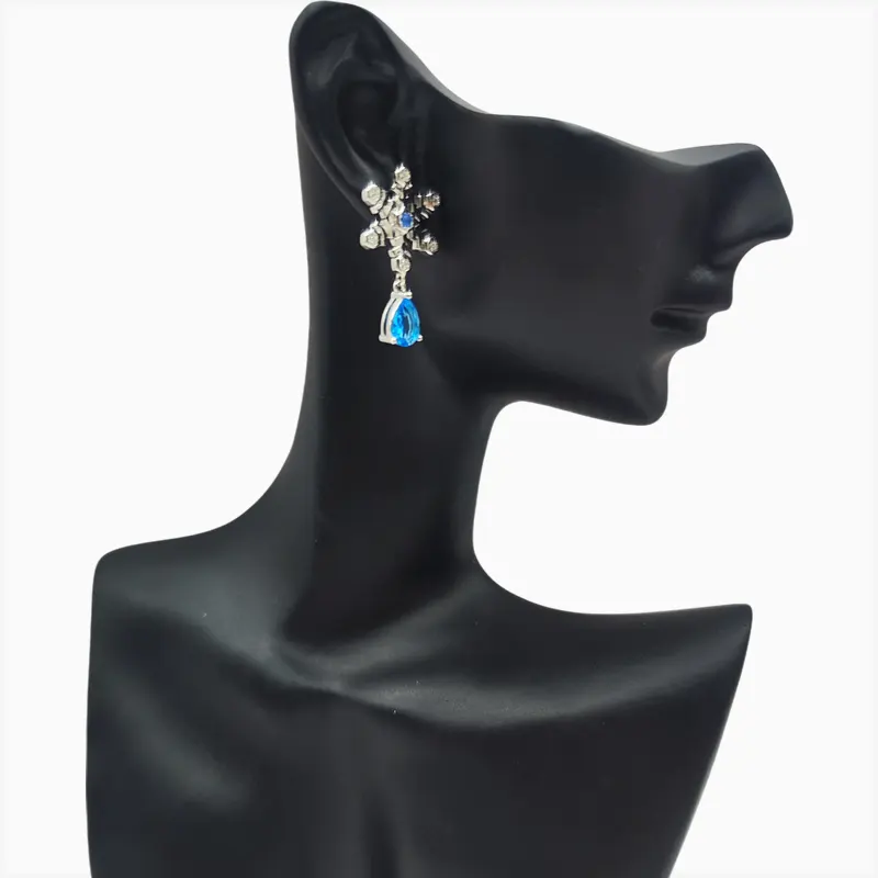 Aretes Broquel De Plata Gota De Nieve