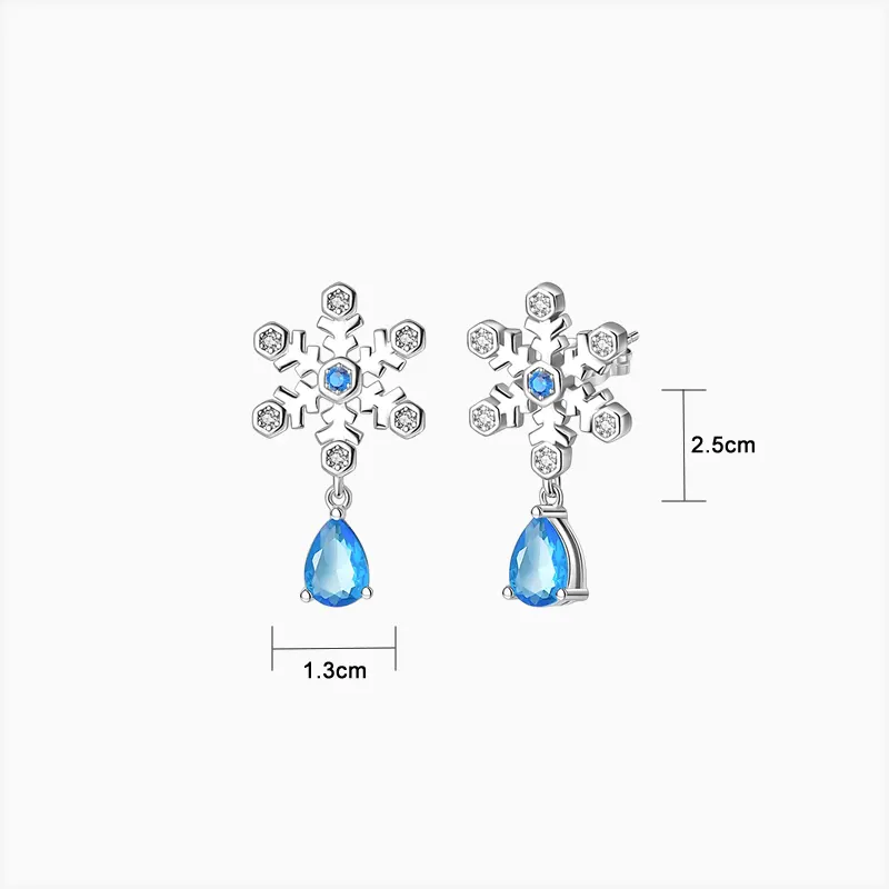 Aretes Broquel De Plata Gota De Nieve
