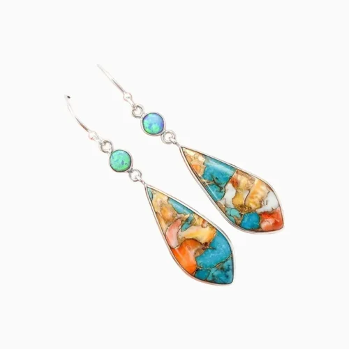 Aretes Largos De Plata Retro Gota