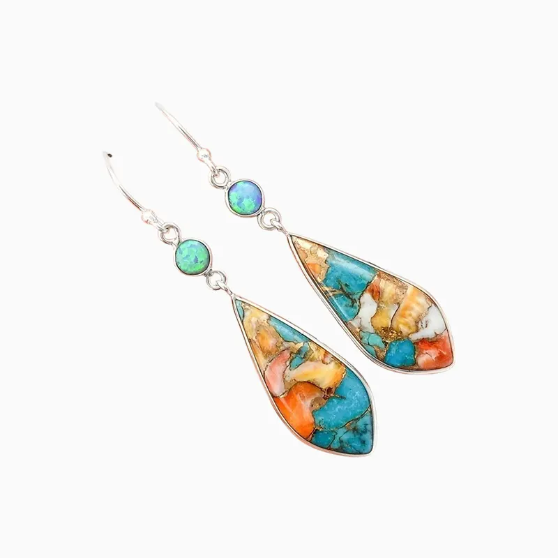 Aretes Largos De Plata Retro Gota Aretes Largos De Plata Retro Gota