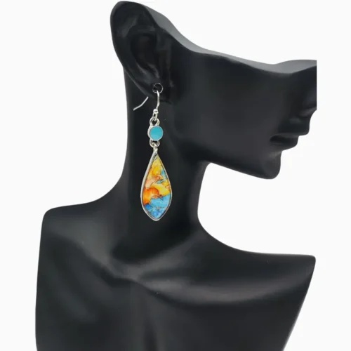 Aretes Largos De Plata Retro Gota