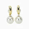 Aretes Huggies De Oro Con Perlas