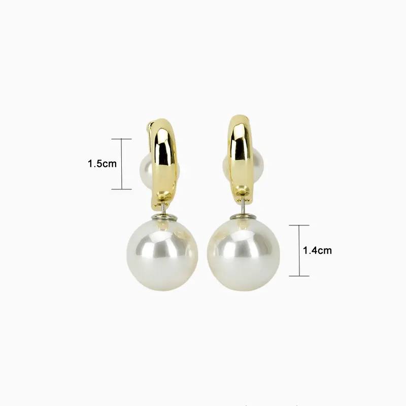 Aretes Huggies De Oro Con Perlas