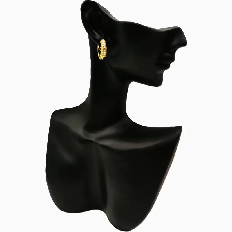 Aretes Huggies De Oro Doble Fila Pavé