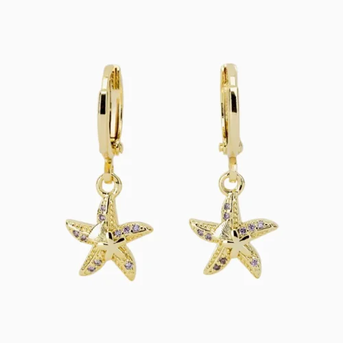 Aretes Huggies De Oro Estrella De Mar