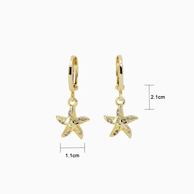 Aretes Huggies De Oro Estrella De Mar