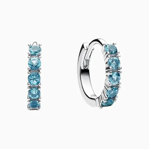 Aretes Huggies De Plata Abrazo Azul