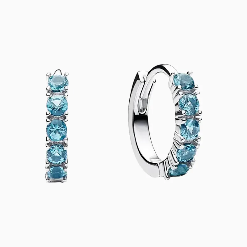 Aretes Huggies De Plata Abrazo Azul