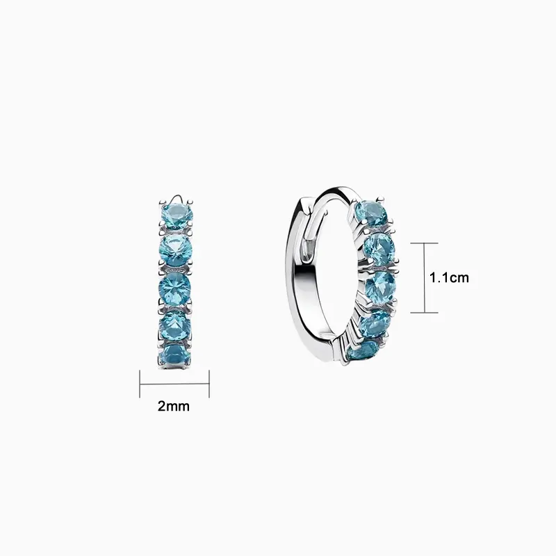 Aretes Huggies De Plata Abrazo Azul