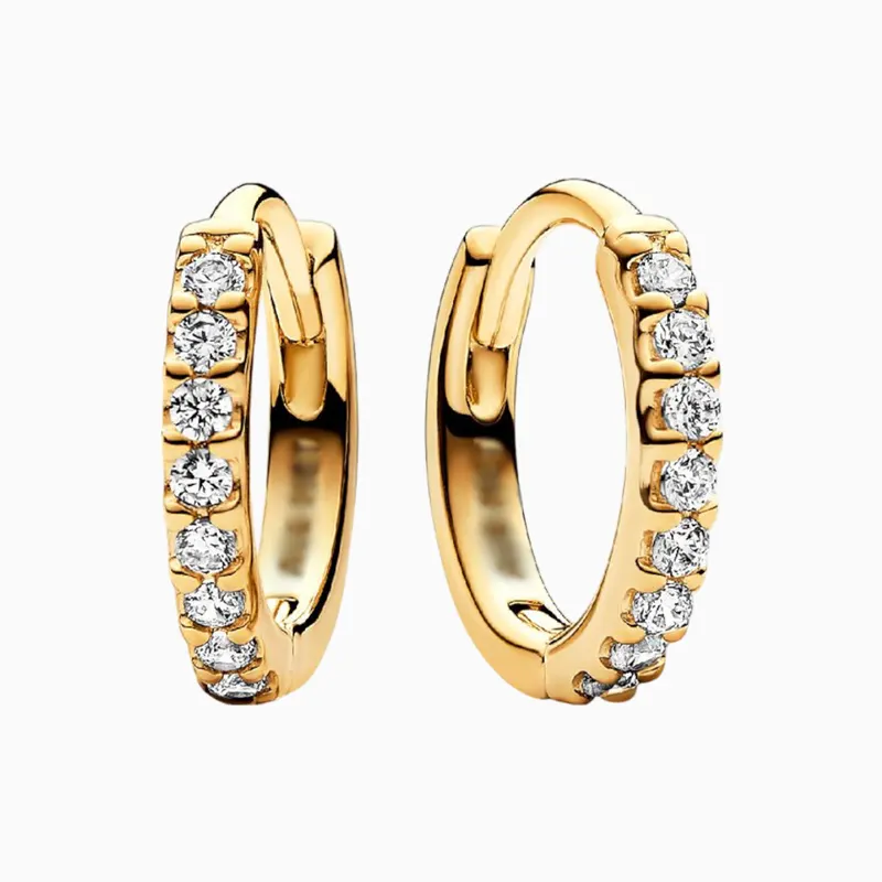 Aretes Huggies De Plata Abrazo Brillante Dorado