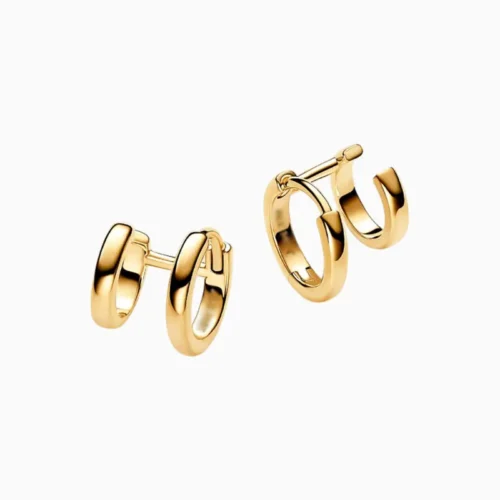 Aretes Huggies De Plata Abrazo Doble