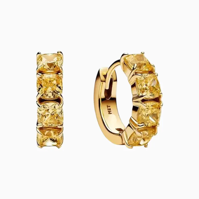 Aretes Huggies De Plata Aro Amarillo