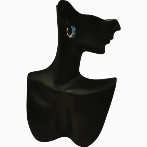 Aretes Huggies De Plata Aro Azul