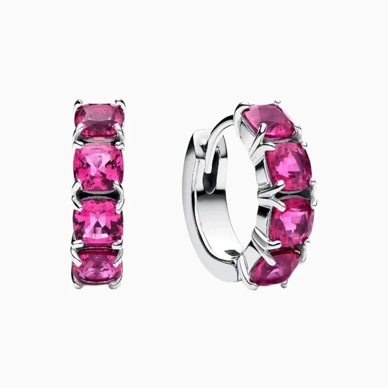 Aretes Huggies De Plata Aro Rosa