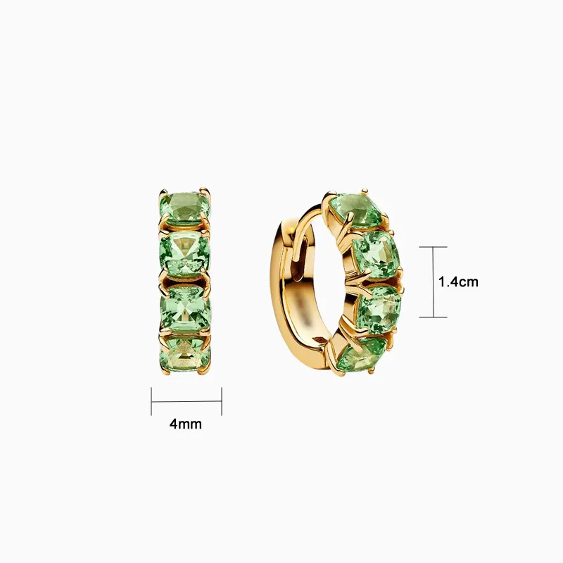 Aretes Huggies De Plata Aro Verde