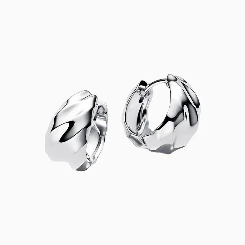 Aretes Huggies De Plata Ondas Plata