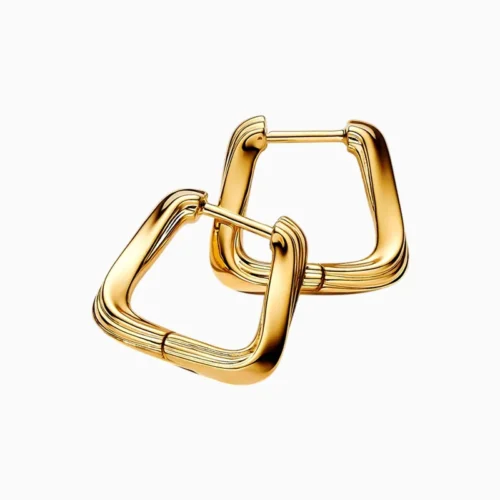 Aretes Huggies De Plata Triángulo Entrelazado