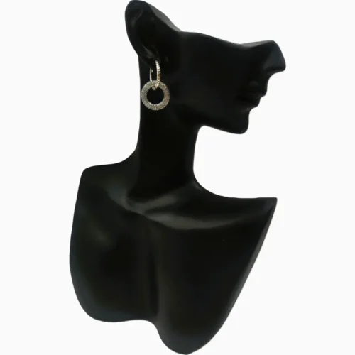 Aretes Huggies De Plata Triple Fila Pavé