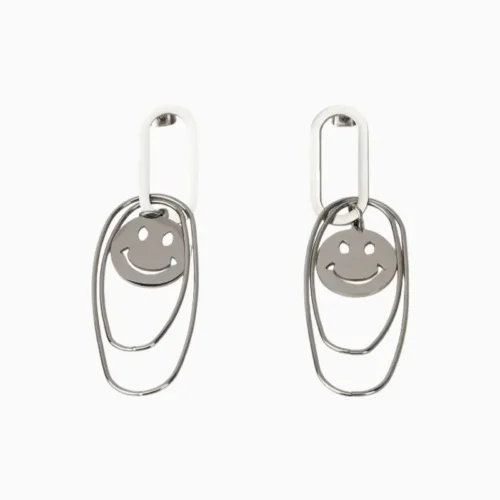 Aretes Largos De Acero Carita Feliz