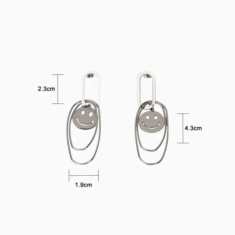 Aretes Largos De Acero Carita Feliz