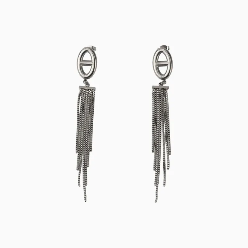 Aretes Largos De Acero Colgantes De Cubo