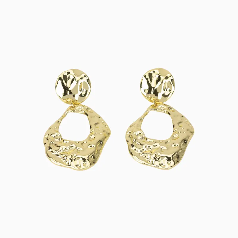 Aretes Largos De Oro Aro Derretido