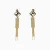 Aretes Largos De Oro Colgantes Brillantes