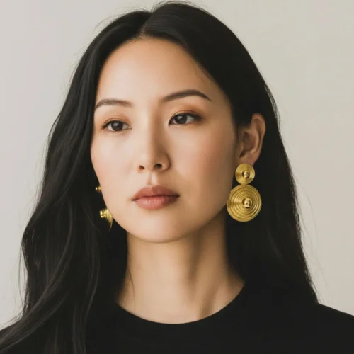 Aretes Largos De Oro Contemporáneos