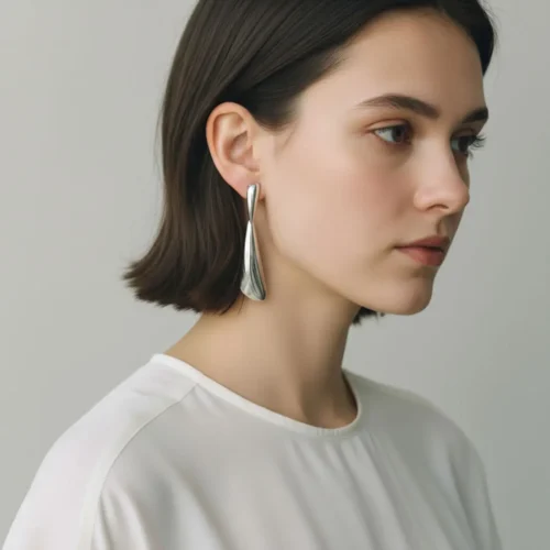 Aretes Largos De Oro Diseño Orgánico