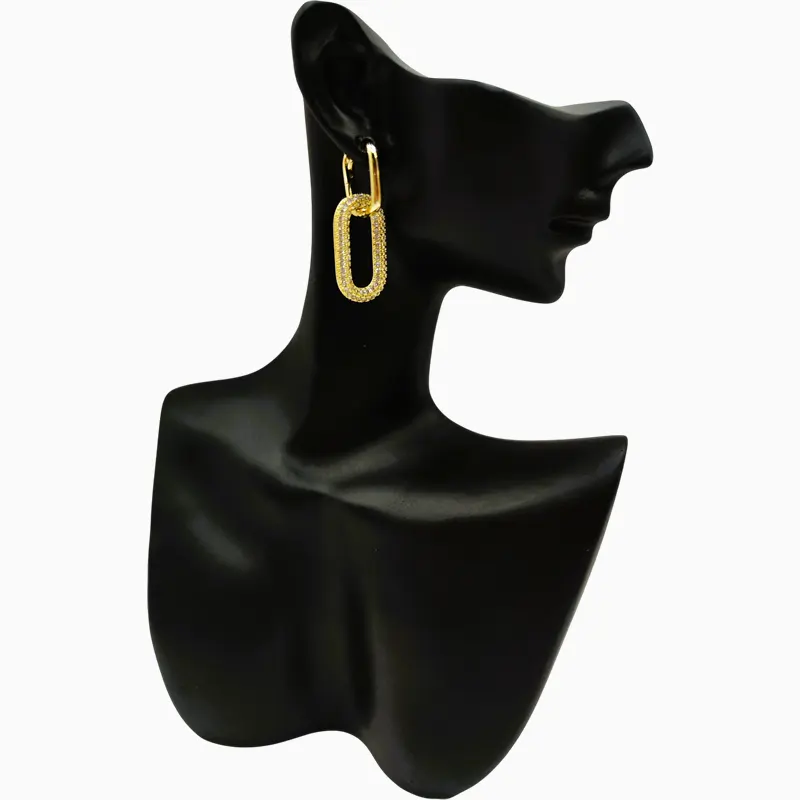 Aretes Largos De Oro Eslabones Brillantes