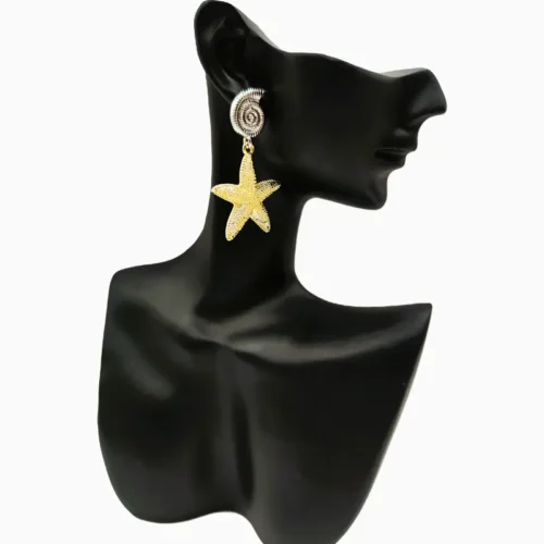 Aretes Largos De Oro Estrella De Mar