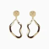 Aretes Largos De Oro Orgánico Dorado Aretes Largos De Oro Orgánico Dorado
