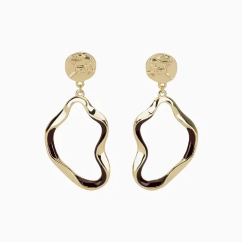 Aretes Largos De Oro Orgánico Dorado