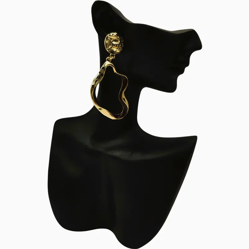 Aretes Largos De Oro Orgánico Dorado Aretes Largos De Oro Orgánico Dorado