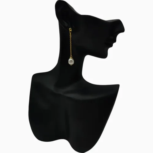 Aretes Largos De Plata Perla Blanca