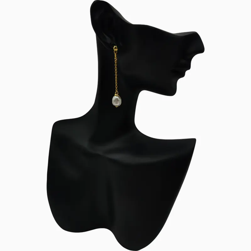 Aretes Largos De Plata Perla Blanca