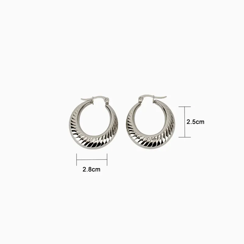 Aretes Arracadas De Acero Chunky Torcido