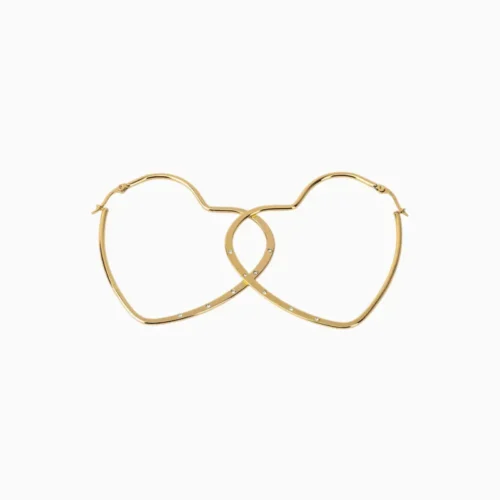 Aretes Arracadas De Acero Corazón Dorado