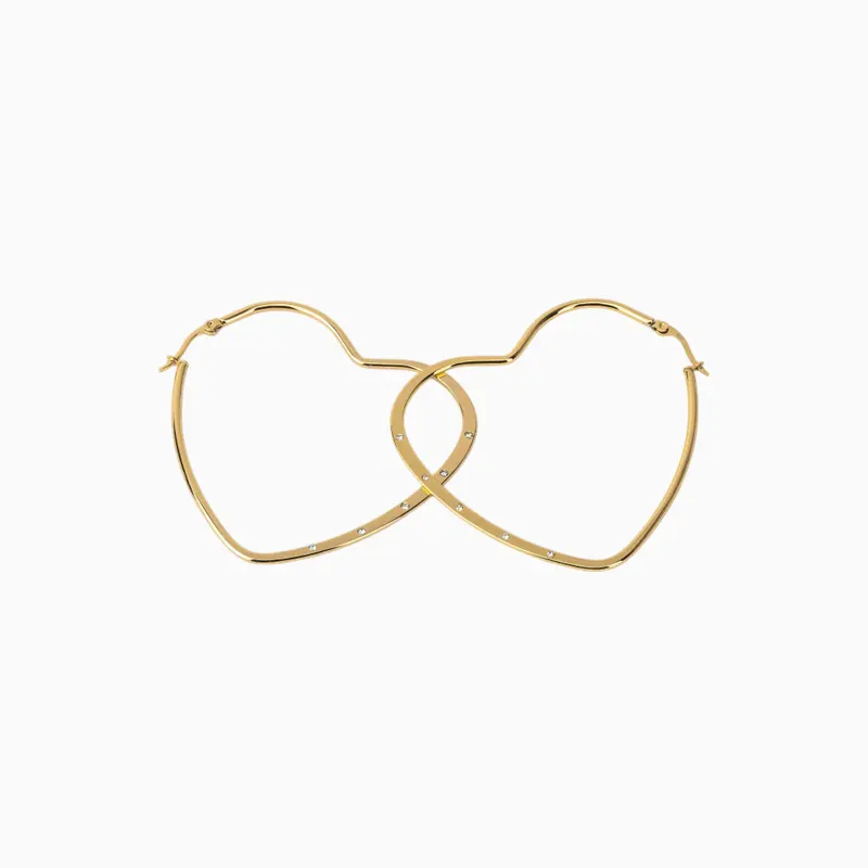 Aretes Arracadas De Acero Corazón Dorado