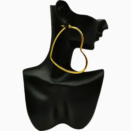 Aretes Arracadas De Acero Corazón Dorado