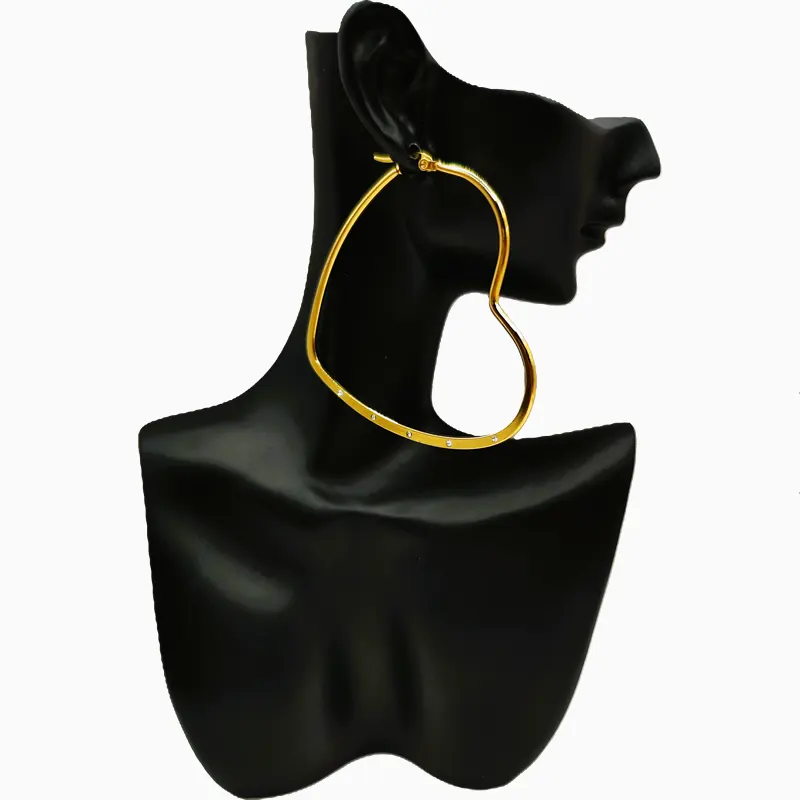 Aretes Arracadas De Acero Corazón Dorado